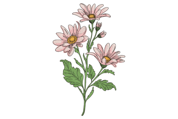 Beautiful Pink Daisy Flower Embroidery Design Review