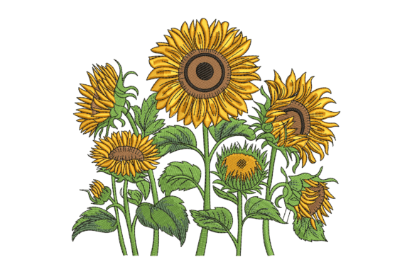 Beautiful Sunflowers: A Vibrant Embroidery Design for Craft Fairs