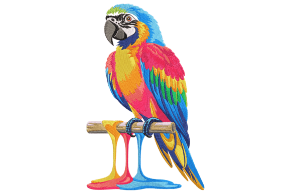 Colorful Parrot with Dripping Paint Embroidery Review