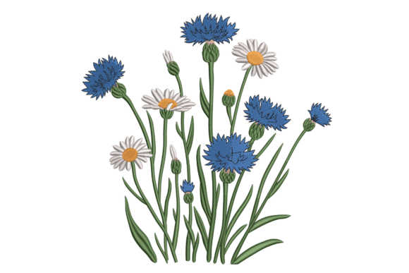 Cornflower Daisy Embroidery Design Review for Small Business Merch