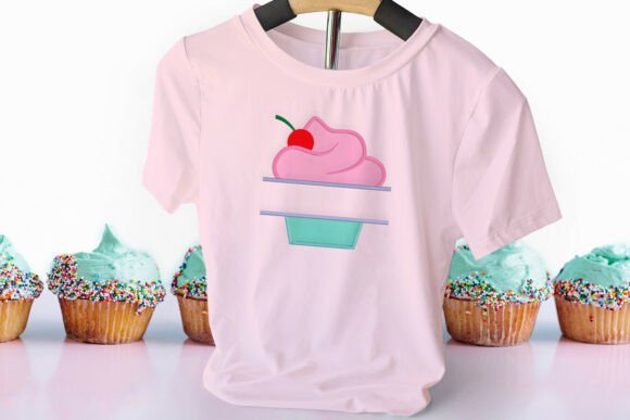 Cupcake with Cherry Split Applique