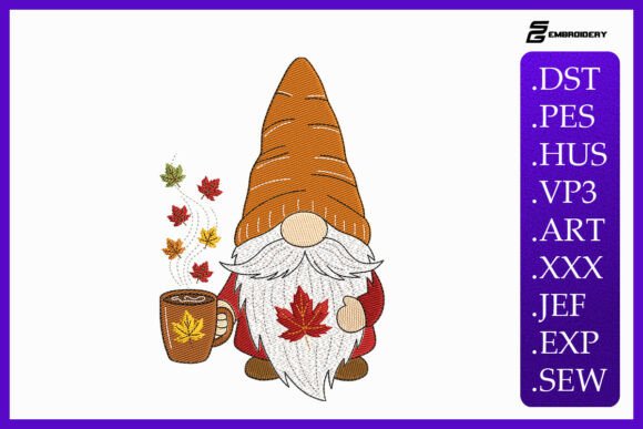 Fall Gnome with Coffee: A Seasonal Embroidery Design Worth Stitching