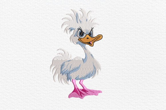 Funny Duck with Pink Feet: A Playful Embroidery Design for Real Projects