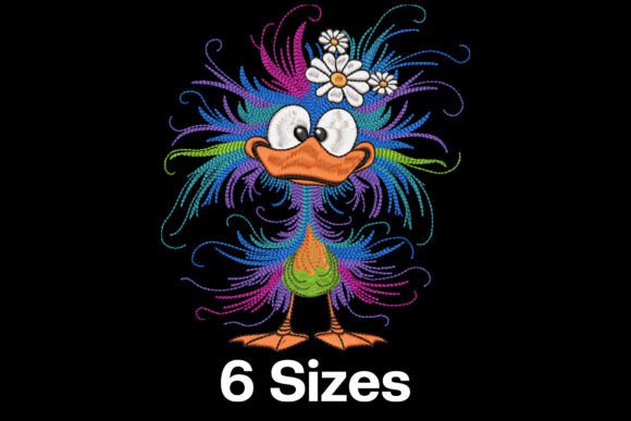 Funny Quirky Duck: A Playful Embroidery Design for Boutique Brands