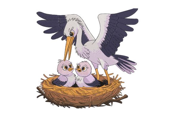 Loving Stork: A Stylish Seasonal Embroidery Design