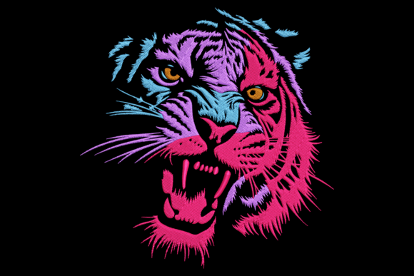 Multicolor Roaring Tiger Embroidery Design Review