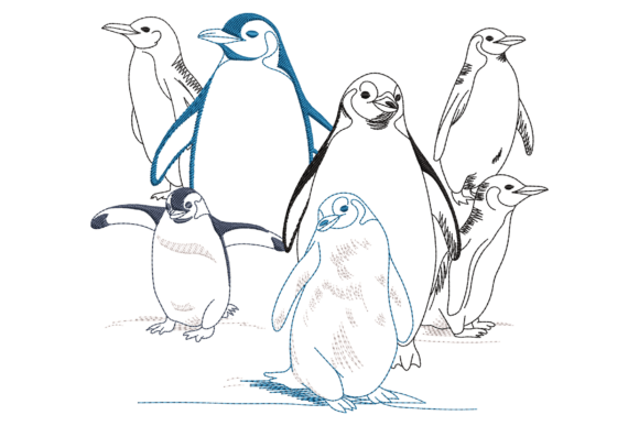 Penguin Group: A Whimsical Embroidery Design for Real Projects