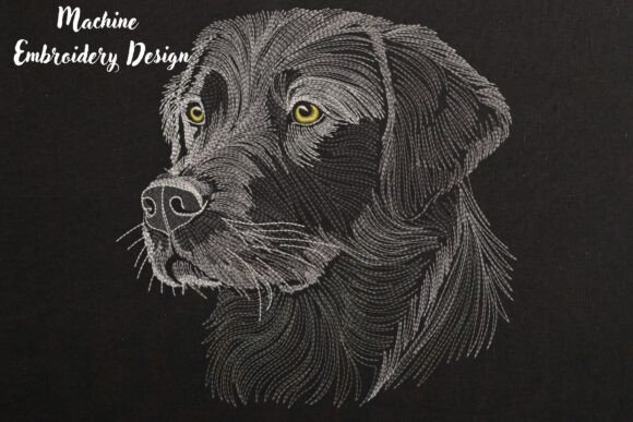 Realistic Black Dog Labrador Embroidery Design Review