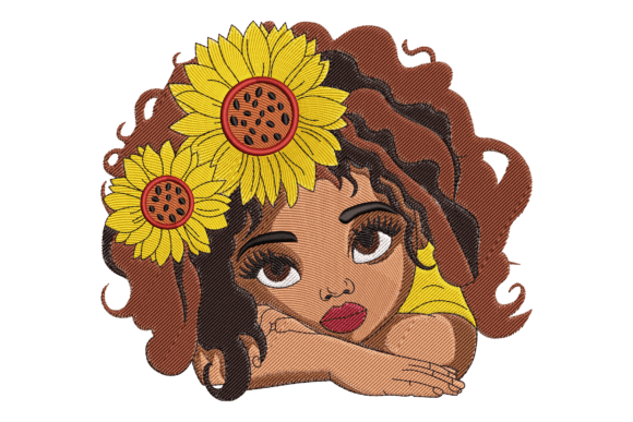 Sunflower Afro Girl Embroidery Design Review for Boutique Sweatshirts